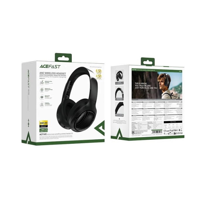 Бездротові накладні навушники ACEFAST H5 active noise cancelling wireless headset Black