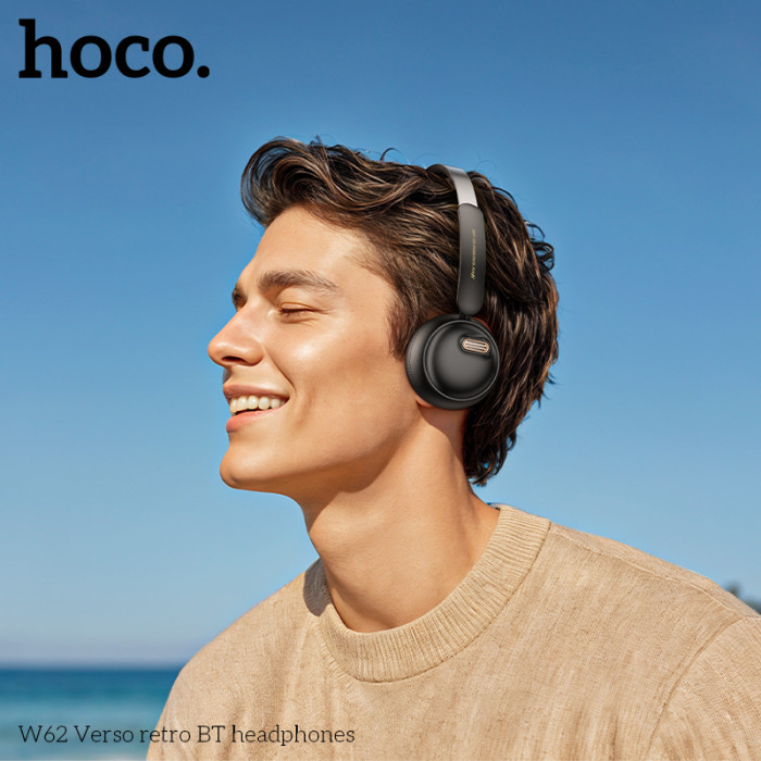 Бездротові накладні навушники HOCO W62 Verso retro BT headphones Black