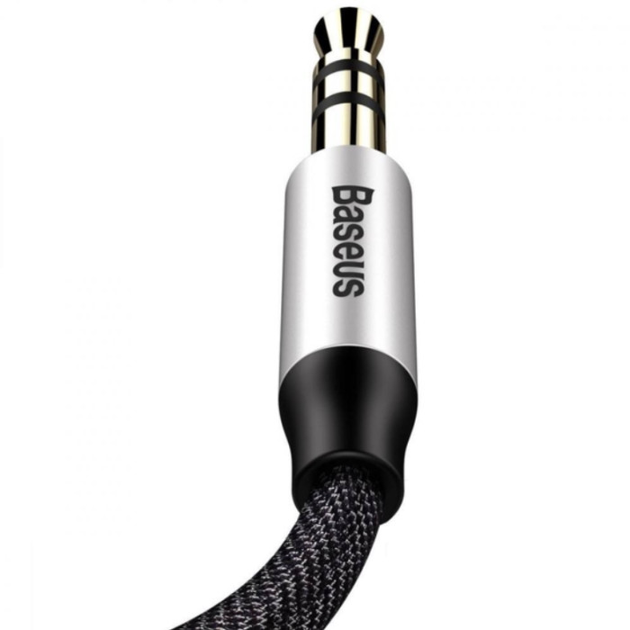 Аудіокабель Baseus M30 3.5mm male to 3.5mm male, nylon braid, 1.5m Silver+Black