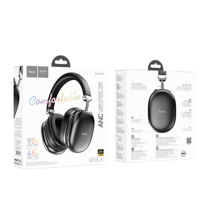 Бездротові накладні навушники HOCO W35 Max Auspicious ANC noise reduction BT headphones Black