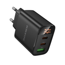 Мережевий зарядний пристрій BOROFONE BA98A Ilustre PD30W (2C1A) charger with digital display (EU) Black