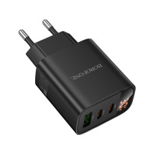 Мережевий зарядний пристрій BOROFONE BA98A Ilustre PD30W (2C1A) charger with digital display (EU) Black