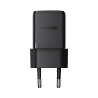 Мережевий зарядний пристрій з кабелем Baseus Palm Fast Charger 1C 30W EU Cluster Black(With: Baseus Mini White Cable C to C 60W(20V/3A) 1m