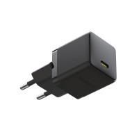 Мережевий зарядний пристрій з кабелем Baseus Palm Fast Charger 1C 30W EU Cluster Black(With: Baseus Mini White Cable C to C 60W(20V/3A) 1m