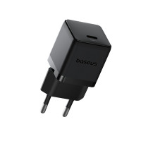 Мережевий зарядний пристрій з кабелем Baseus Palm Fast Charger 1C 30W EU Cluster Black(With: Baseus Mini White Cable C to C 60W(20V/3A) 1m