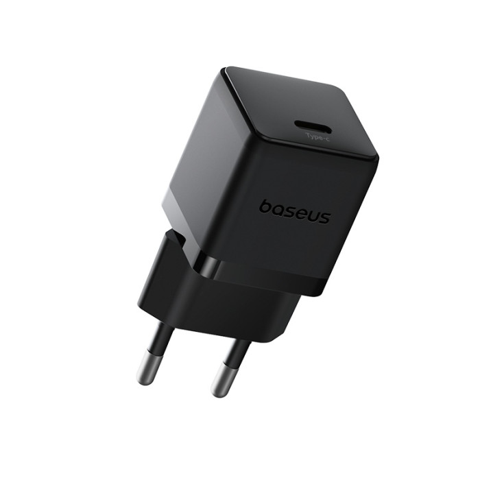 Мережевий зарядний пристрій з кабелем Baseus Palm Fast Charger 1C 30W EU Cluster Black(With: Baseus Mini White Cable C to C 60W(20V/3A) 1m