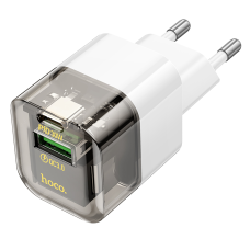 Мережевий зарядний пристрій HOCO C131A Platinum dual-port PD30W+QC3.0 charger(EU) Transparent black
