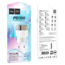 Мережевий зарядний пристрій HOCO C131A Platinum dual-port PD30W+QC3.0 charger(EU) Transparent black