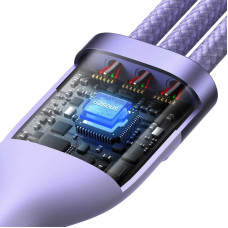 Кабель Baseus Flash Series Ⅱ Two-for-three Charging Cable U+C to M+L+C 100W 1.2m Purple