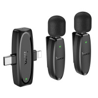 Бездротова мікрофонна система HOCO L15 dual-mic (iP/Type-C) Black