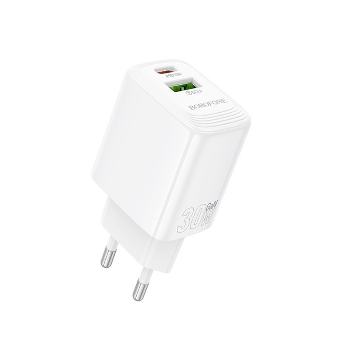 Мережевий зарядний пристрій BOROFONE BN29 Fuente PD30W+QC3.0 charger (EU) White