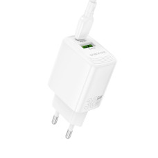 Мережевий зарядний пристрій BOROFONE BN29 Fuente PD30W+QC3.0 charger (EU) White
