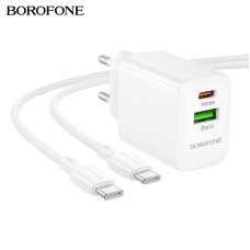 Мережевий зарядний пристрій BOROFONE BN29 Fuente PD30W+QC3.0 charger (EU) White