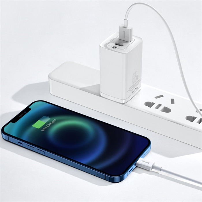 Кабель Baseus Superior Series Fast Charging Data Cable USB to iP 2.4A 0.25m White