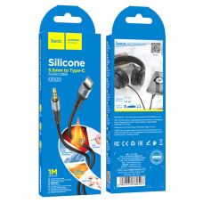 Аудiокабель HOCO UPA22 Type-C to 3.5mm male, silicone, 1m, Black