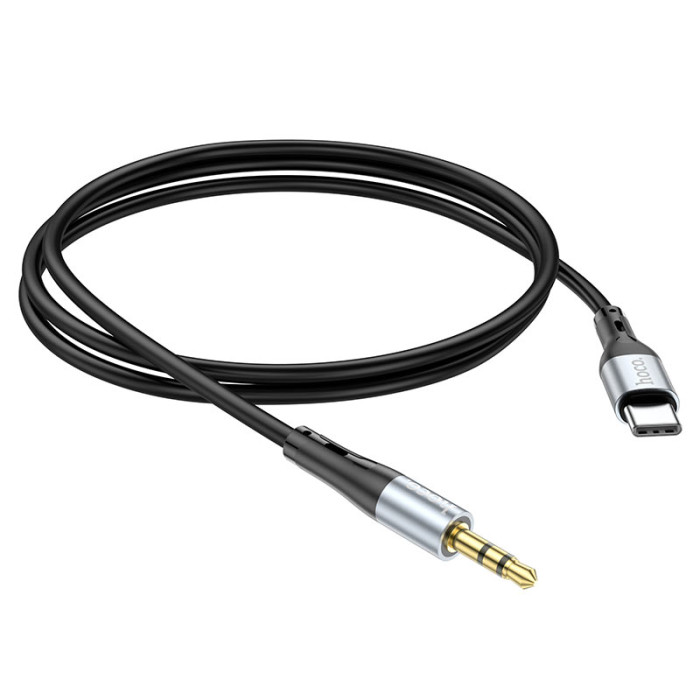 Аудiокабель HOCO UPA22 Type-C to 3.5mm male, silicone, 1m, Black