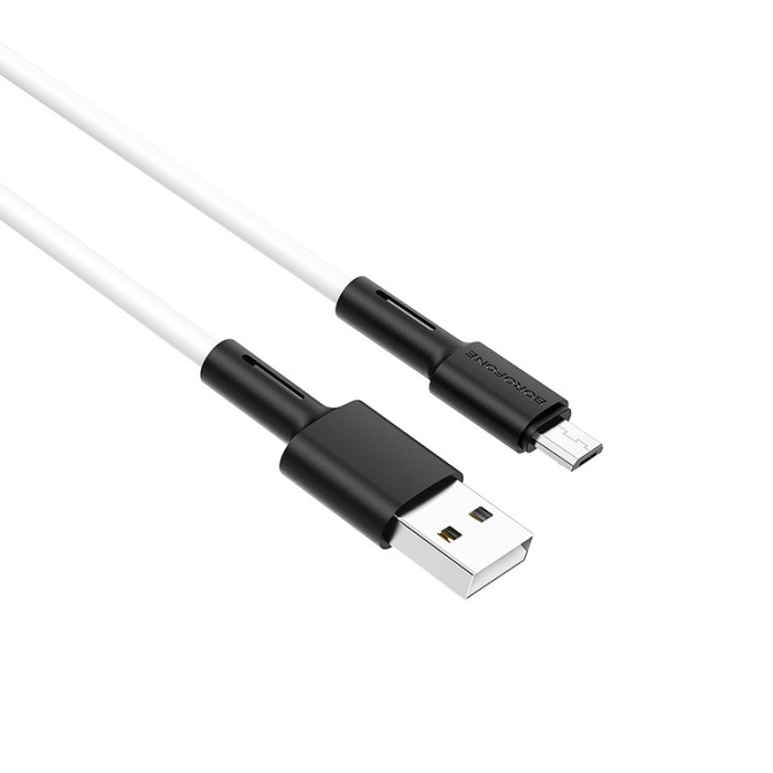 Кабель BOROFONE BX31 Soft silicone charging data cable for Micro White