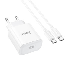 Мережевий зарядний пристрій з кабелем HOCO C76A Pro Majestic single port PD30W charger set (Type-C to Type-C)(EU) White