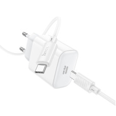 Мережевий зарядний пристрій з кабелем HOCO C76A Pro Majestic single port PD30W charger set (Type-C to Type-C)(EU) White