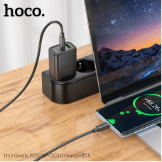 Мережевий зарядний пристрій HOCO N63 Gentle PD30W+QC3.0 charger (EU) Black