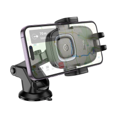 Автотримач для телефона з БЗП HOCO HW32 Crown push-type wireless charging car holder (center console) Black Metal Gray