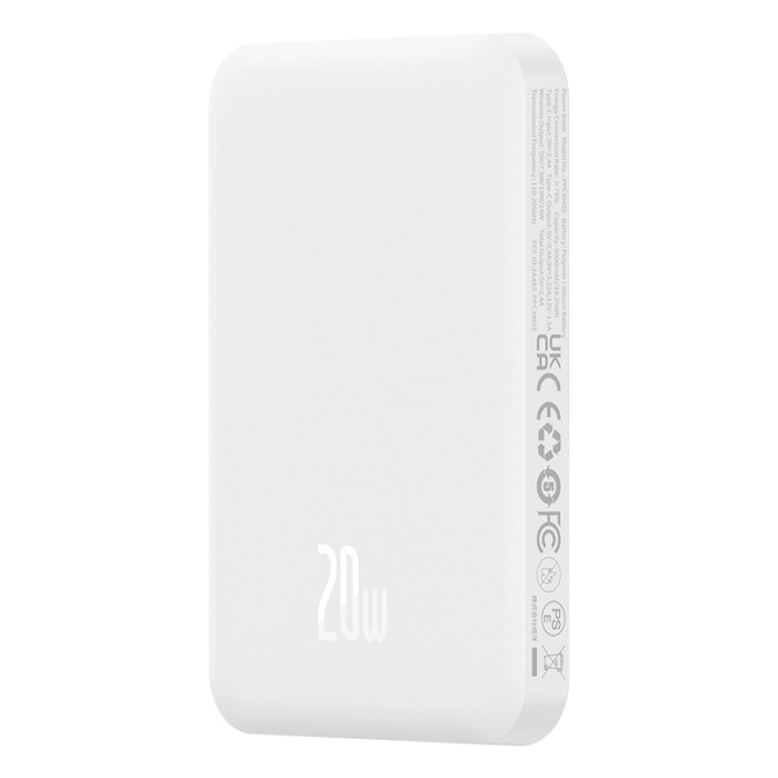Зовнішній акумулятор Baseus Magnetic Mini Wireless Fast Charge Power Bank 5000mAh 20W Stellar White（With Simple Series Charging Cable Type-C to Typ