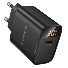 Мережевий зарядний пристрій BOROFONE BA97A Ilustre single-port PD30W charger with digital display (EU) Black