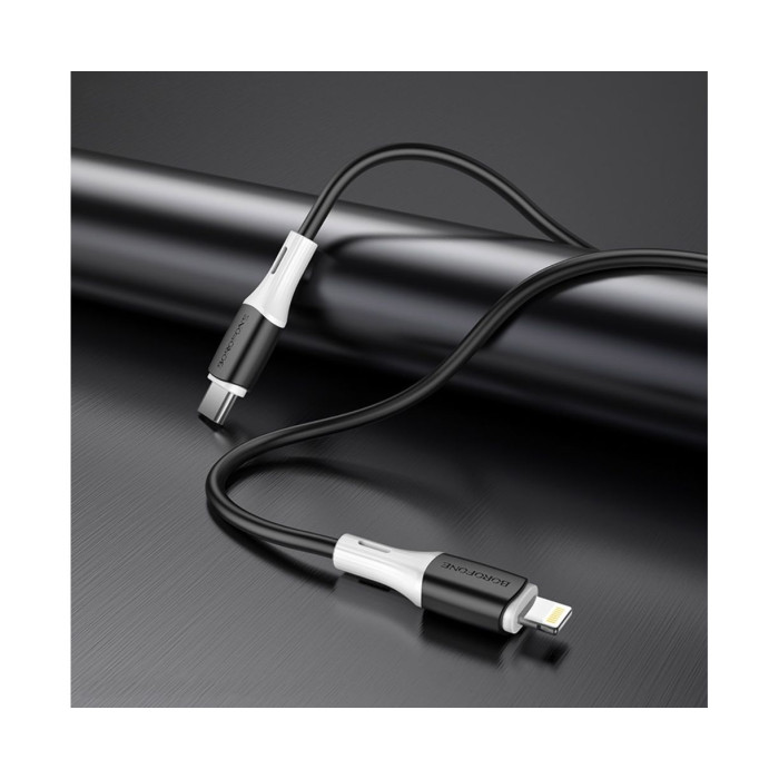 Кабель BOROFONE BX79 Type-C to iP 3A, 20W, 1m,, silicone, silicone connectors, Black