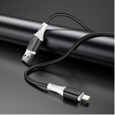 Кабель BOROFONE BX79 USB to iP 2.4A, 1m, silicone, silicone connectors, Black
