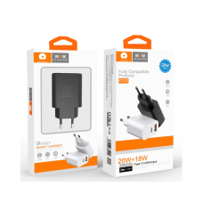 Мережевий зарядний пристрій WUW-C172 20W PD USB-C + USB QC3.0 18W white