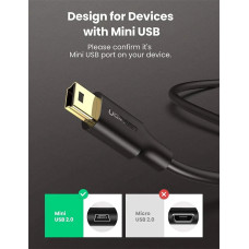 Кабель UGREEN USB 2.0 A Male to Mini 5 Pin Male Cable 2m (Black)