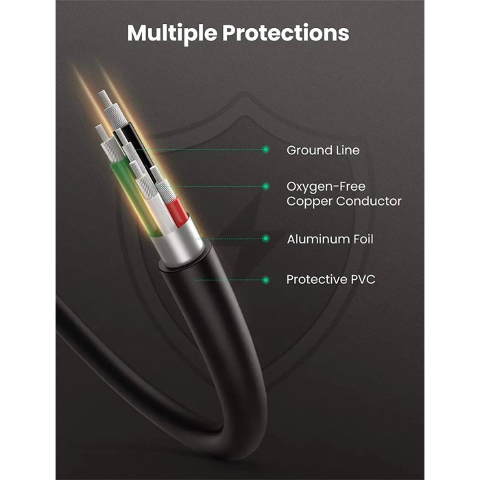 Кабель UGREEN USB 2.0 A Male to Mini 5 Pin Male Cable 2m (Black)