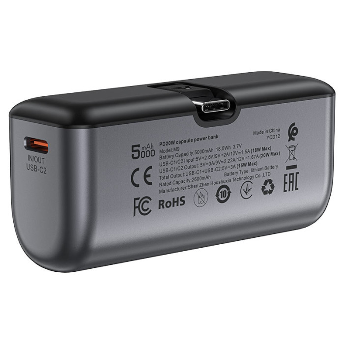 Зовнішній акумулятор ACEFAST M9-5000 PD20W capsule power bank Black