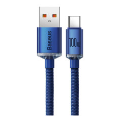 Кабель Baseus Crystal Shine Series Fast Charging Data Cable USB to Type-C 100W 2m Blue