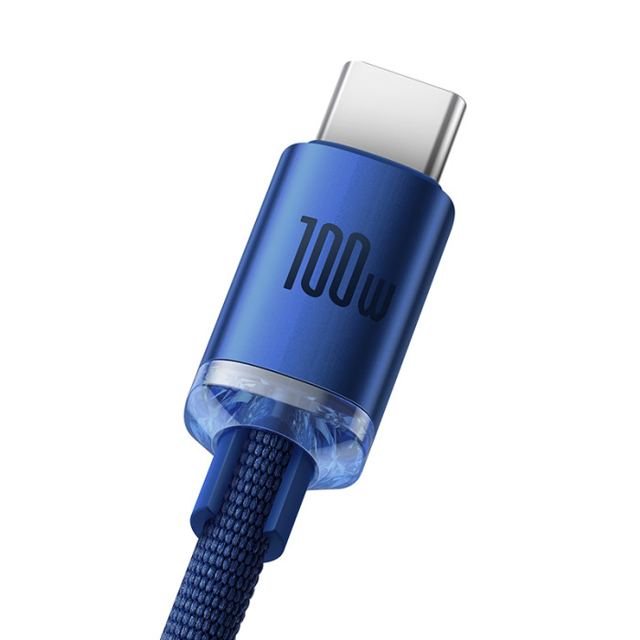 Кабель Baseus Crystal Shine Series Fast Charging Data Cable USB to Type-C 100W 2m Blue