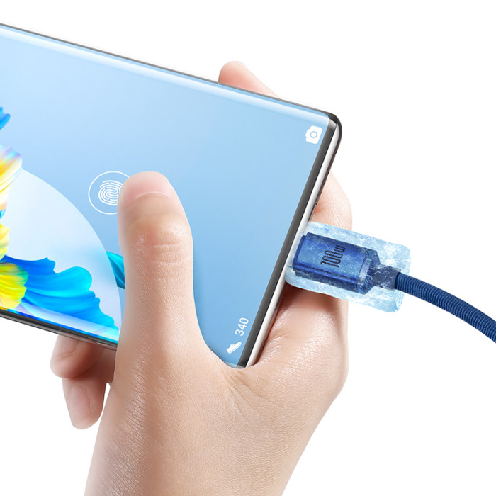 Кабель Baseus Crystal Shine Series Fast Charging Data Cable USB to Type-C 100W 2m Blue