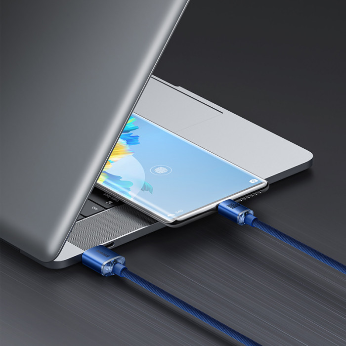 Кабель Baseus Crystal Shine Series Fast Charging Data Cable USB to Type-C 100W 2m Blue