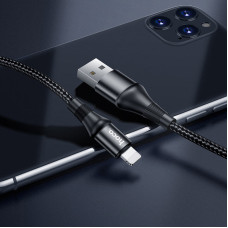 Кабель HOCO X50 USB to iP 2.4A, 1m, nylon, aluminum connectors, Black