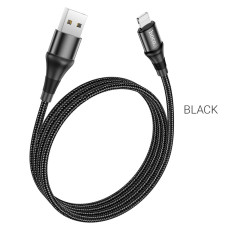 Кабель HOCO X50 USB to iP 2.4A, 1m, nylon, aluminum connectors, Black