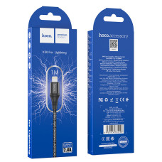 Кабель HOCO X50 USB to iP 2.4A, 1m, nylon, aluminum connectors, Black