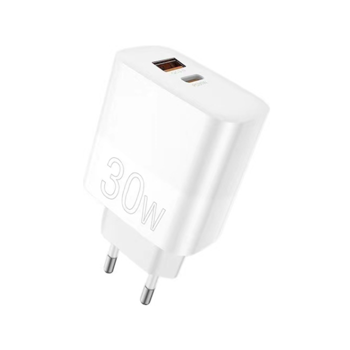 Мережевий зарядний пристрій WUW-C208 30W PD USB-C + USB QC3.0 18W white