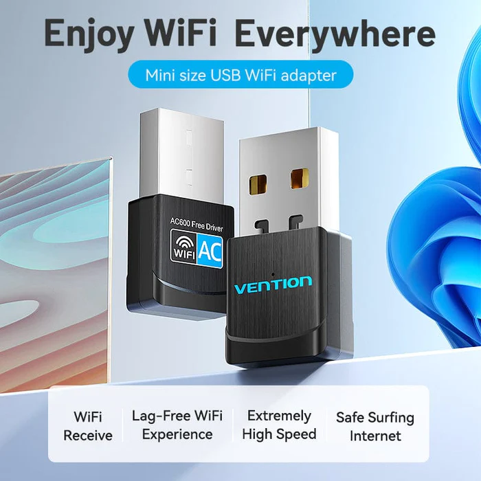 Адаптер Vention USB Wi-Fi Dual Band Adapter 2.4G/5G Black (KDSB0)