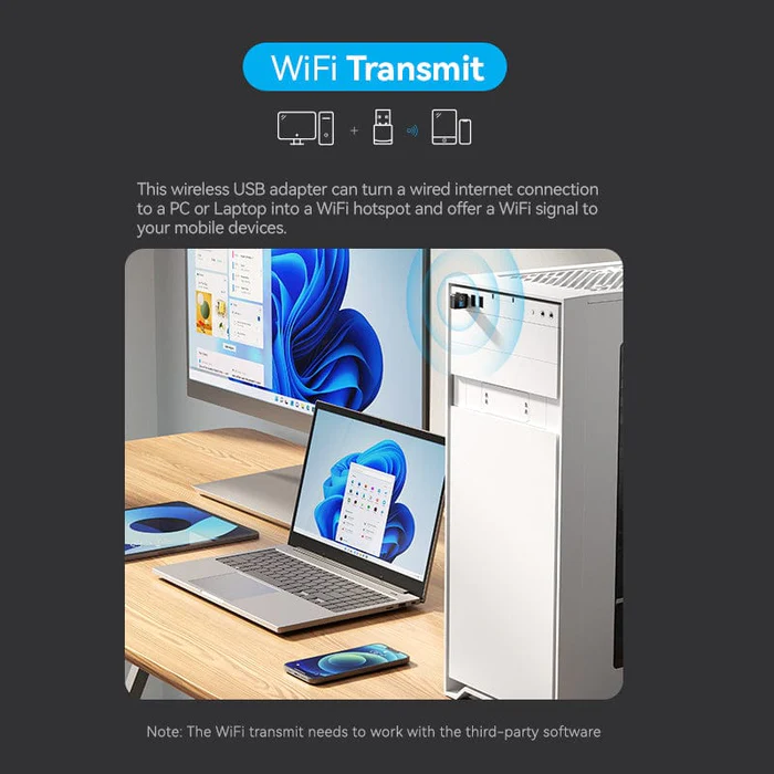 Адаптер Vention USB Wi-Fi Dual Band Adapter 2.4G/5G Black (KDSB0)