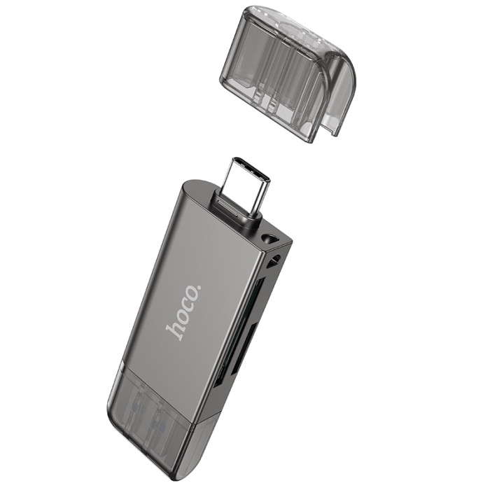 Кардрідер HOCO HB39 USB/Type-C 3.0 high-speed card reader Metal Gray