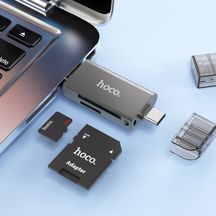 Кардрідер HOCO HB39 USB/Type-C 3.0 high-speed card reader Metal Gray
