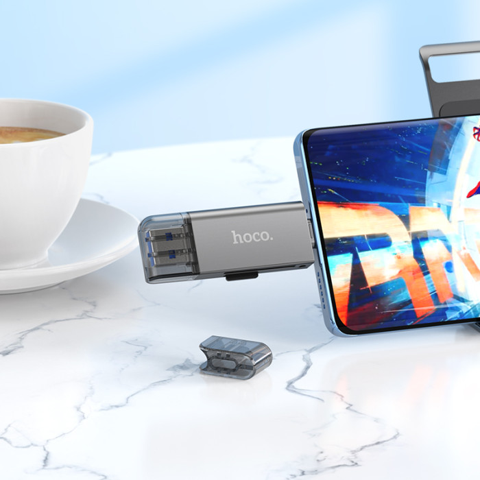 Кардрідер HOCO HB39 USB/Type-C 3.0 high-speed card reader Metal Gray