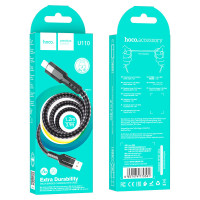 Кабель HOCO U110 USB to iP 2.4A, 1.2m, nylon, aluminum connectors, Black