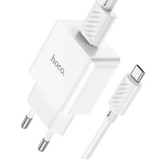 Мережевий зарядний пристрій з кабелем HOCO C106A Leisure single port charger set(Micro) 10.5W White