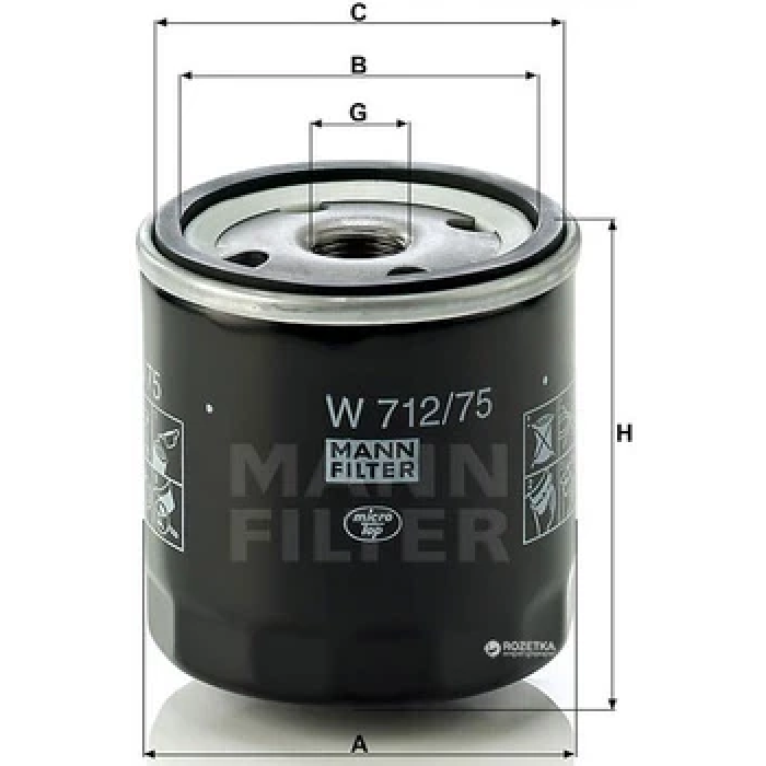 Оливний фільтр Mann-Filter W 712/75 (W 712/75)