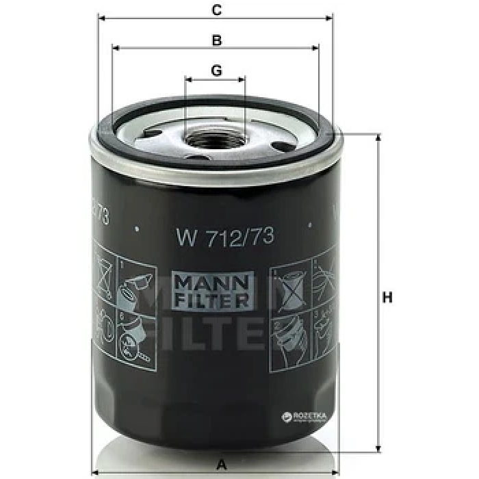 Оливний фільтр Mann-Filter W 712/73 (W 712/73)